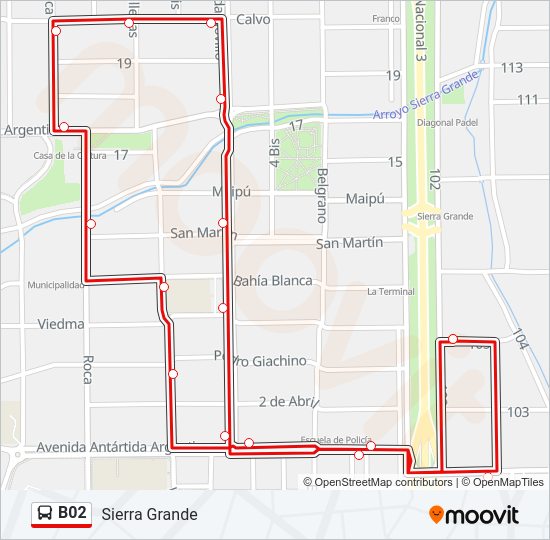 Mapa de B02 de autobús