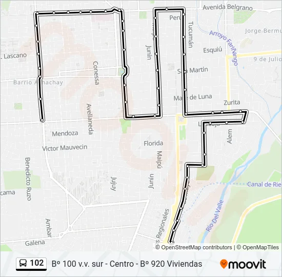 102 Bus Line Map