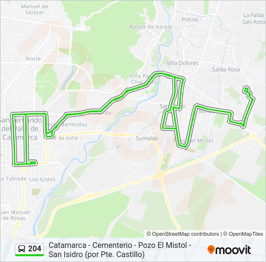 Mapa de 204 de autobús