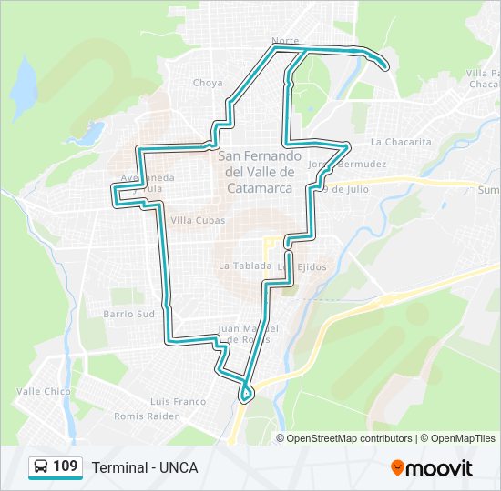 Mapa de 109 de autobús