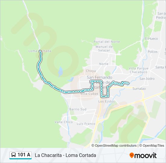 Mapa de 101 A de autobús