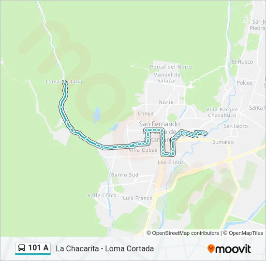 101 A Bus Line Map