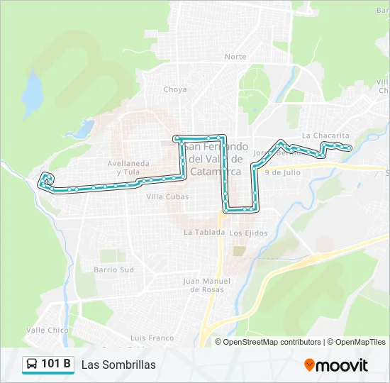101 B Bus Line Map