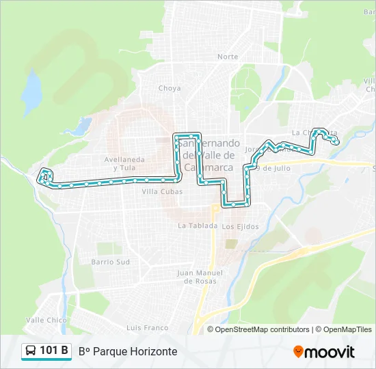 101 B Bus Line Map