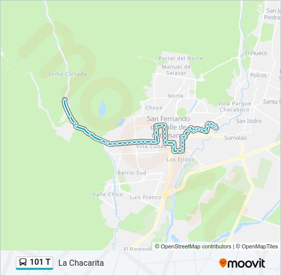 Mapa de 101 T de autobús