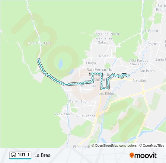 Mapa de 101 T de autobús
