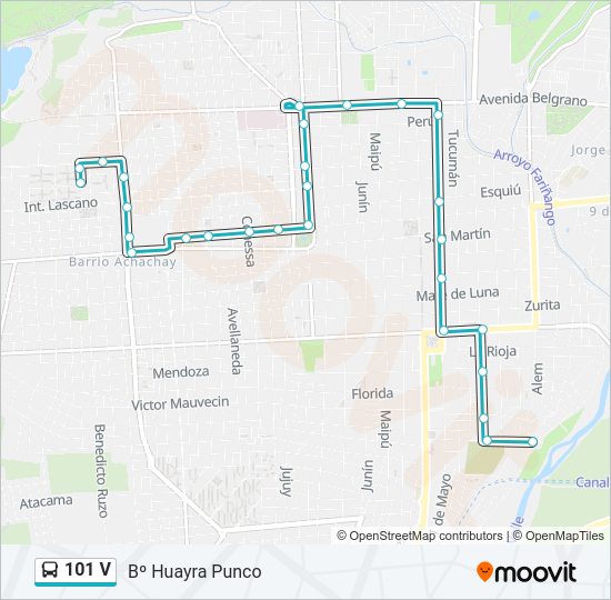 Mapa de 101 V de autobús