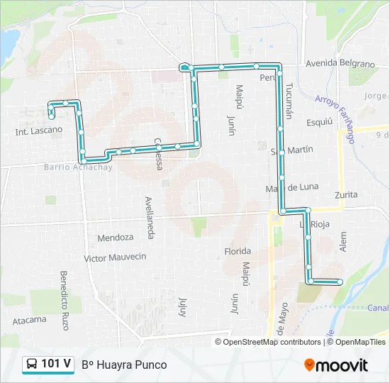 101 V Bus Line Map