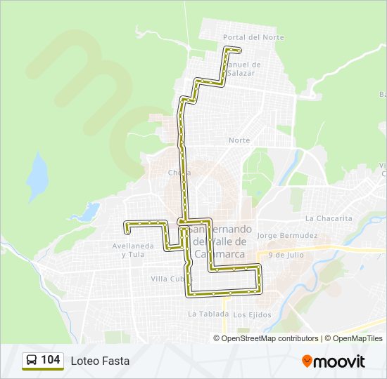 Mapa de 104 de autobús