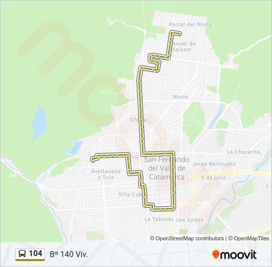 Mapa de 104 de autobús