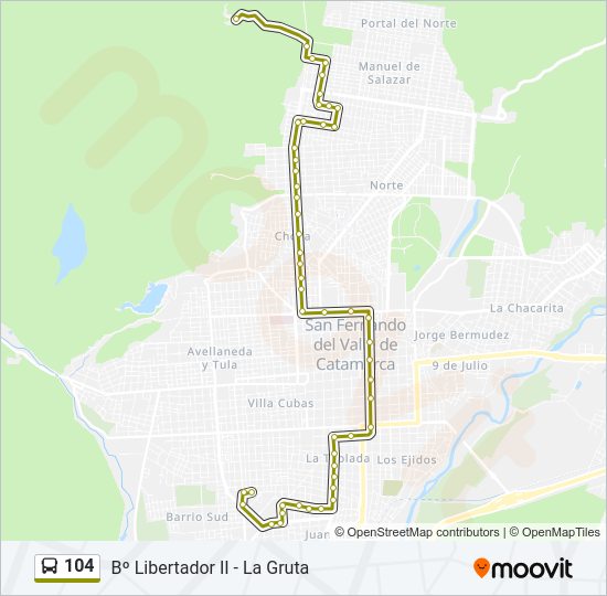 Mapa de 104 de autobús