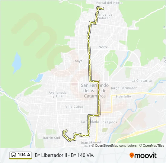 104 A Bus Line Map