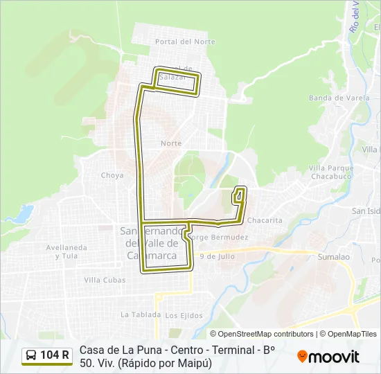 104 R Bus Line Map