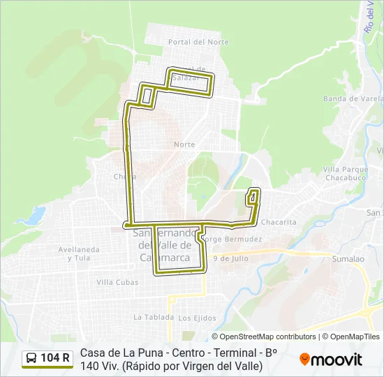 104 R Bus Line Map