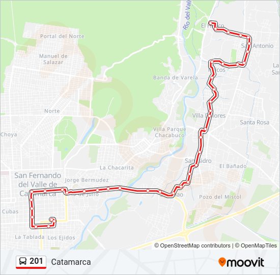 Mapa de 201 de autobús