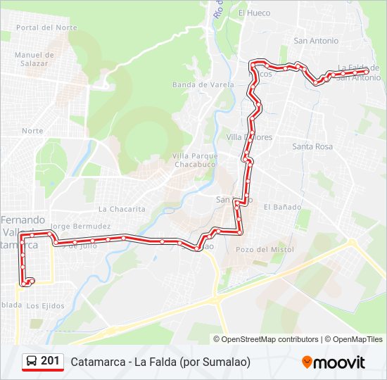 Mapa de 201 de autobús