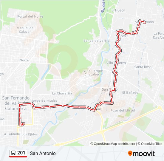 Mapa de 201 de autobús