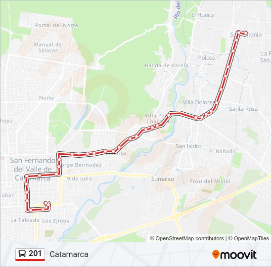 Mapa de 201 de autobús
