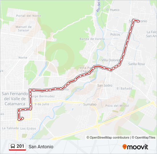 Mapa de 201 de autobús