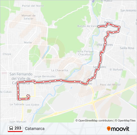 Mapa de 203 de autobús
