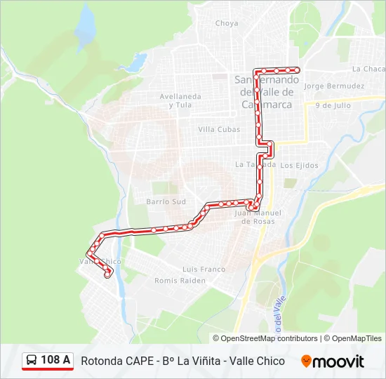 108 A Bus Line Map