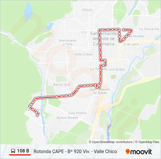 108 B Bus Line Map