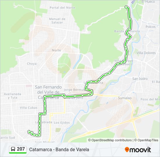 Mapa de 207 de autobús