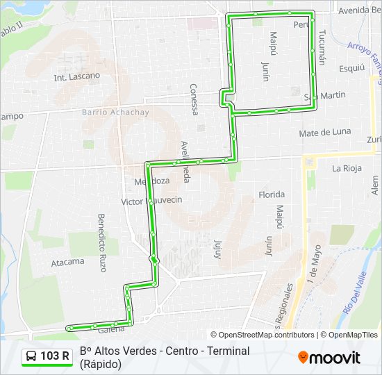 103 R Bus Line Map