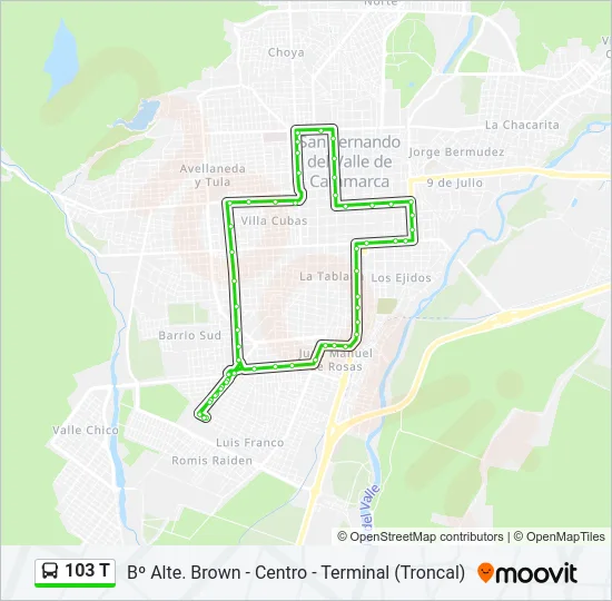 103 T Bus Line Map