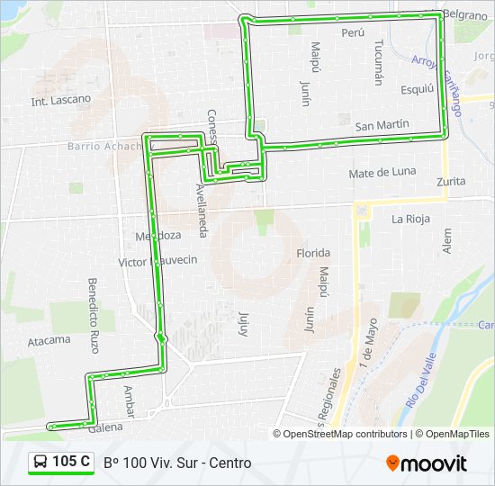 Mapa de 105 C de autobús