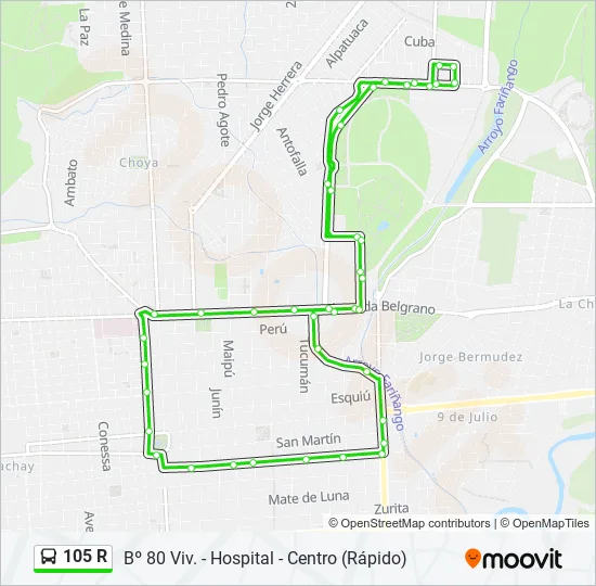 105 R Bus Line Map