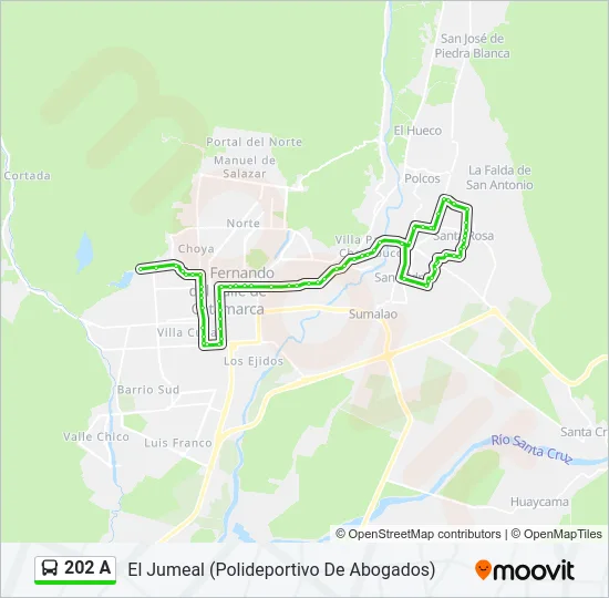 202 A Bus Line Map