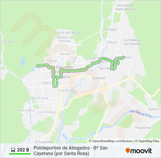 Mapa de 202 B de autobús