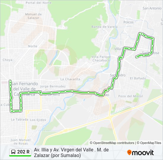 Mapa de 202 R de autobús