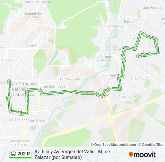Mapa de 202 R de autobús