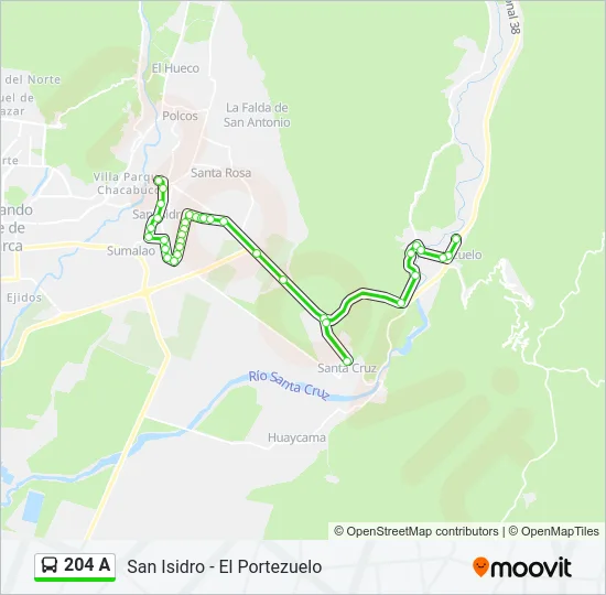 204 A Bus Line Map