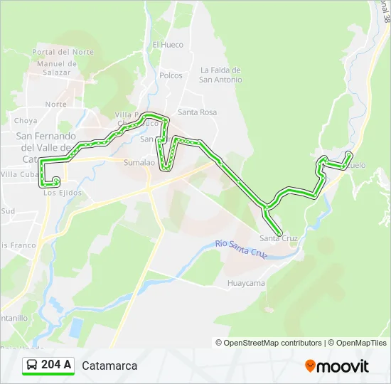 204 A Bus Line Map
