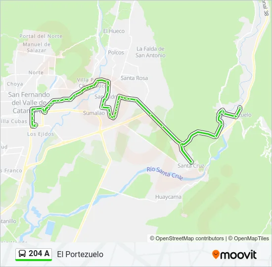 204 A Bus Line Map