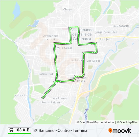 Mapa de 103 A-B de autobús