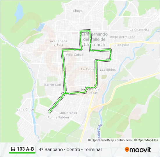 103 A-B Bus Line Map