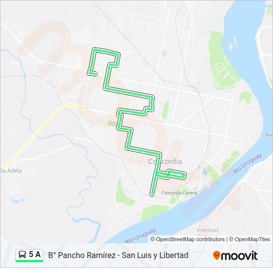 Mapa de 5 A de autobús