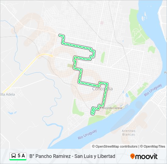 Mapa de 5 A de autobús