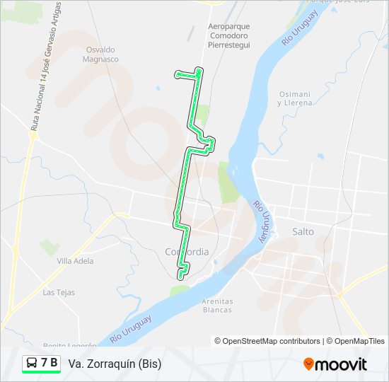 Mapa de 7 B de autobús