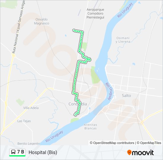 Mapa de 7 B de autobús