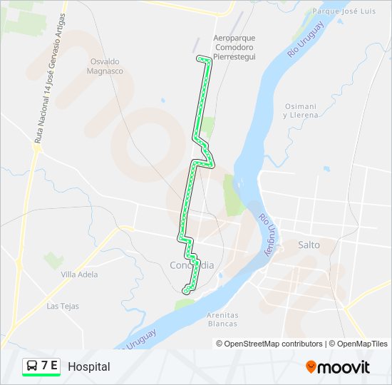 Mapa de 7 E de autobús