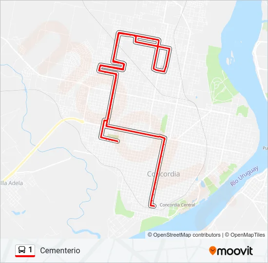 1 Bus Line Map