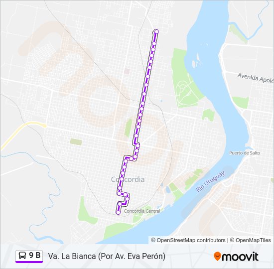 Mapa de 9 B de autobús