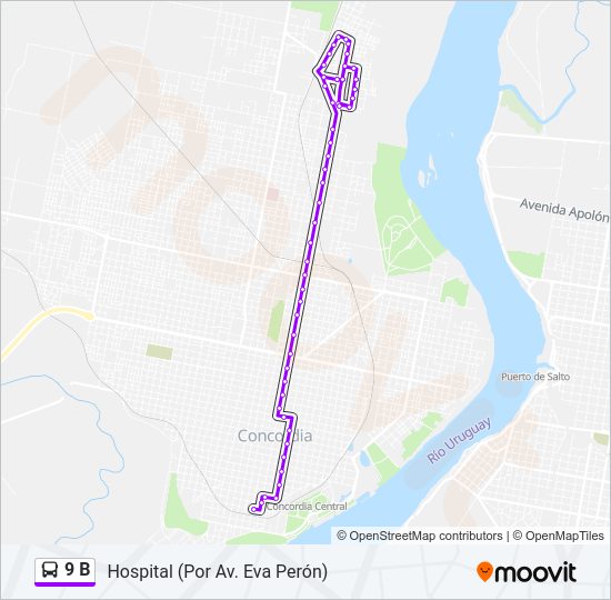 Mapa de 9 B de autobús