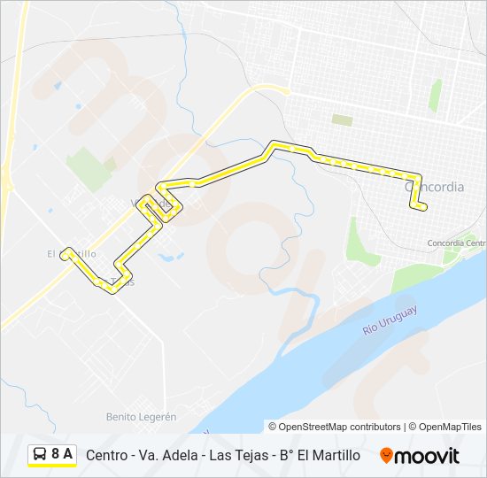 Mapa de 8 A de autobús