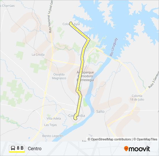 Mapa de 8 B de autobús